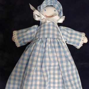 Simple baby doll , Handmade white cloth with eyes and  mouth